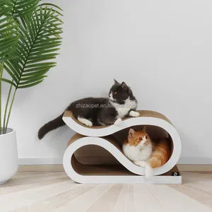 Tempat Tidur Kertas Karton Kucing, Mainan Interaktif Ramah Lingkungan, Pelindung Goresan Kucing