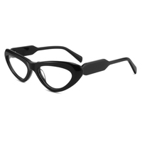 Montures optiques œil-de-chat noires brillantes de luxe en acétate épais, prêtes pour verres correcteurs, logo personnalisé OEM ODM