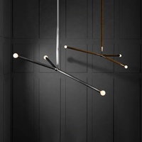American New minimalista negro moderno techo LED Villa sala de estar candelabro de cobre restaurante bar lámparas decorativas de mesa larga