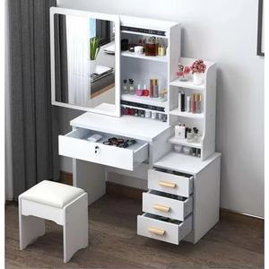 Coiffeuse moderne blanche avec miroir <span class=keywords><strong>et</strong></span> tabouret – Meuble de chambre en <span class=keywords><strong>bois</strong></span> en promotion pour chambre à coucher - Product Image 5
