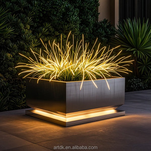 32 pots de fleurs en métal de style industriel moderne, jardinières en acier inoxydable avec LED pour la décoration urbaine <span class=keywords><strong>et</strong></span> paysagère - Product Image 5