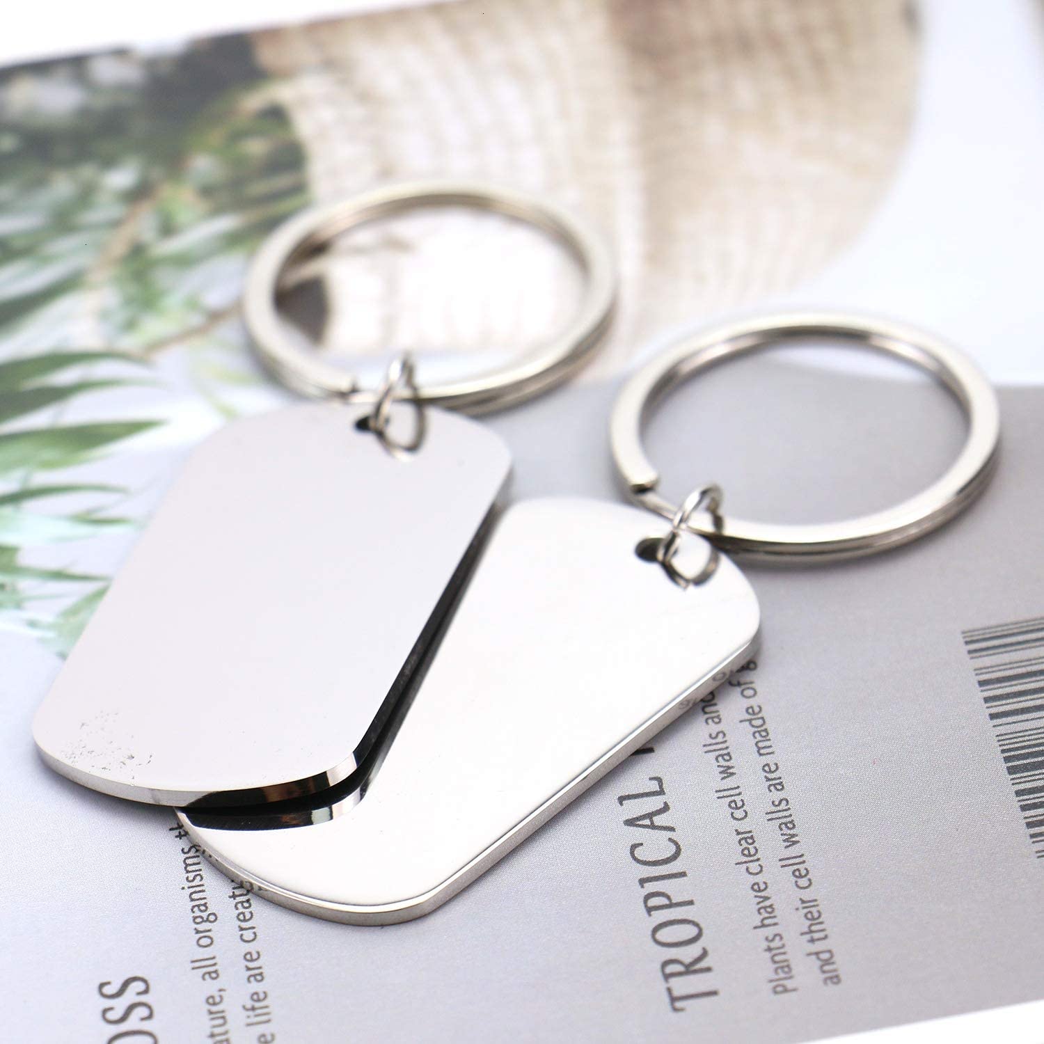 Custom Made Polished Stainless Steel Stamping Blank Metal Key ID Tag With Engraving Logo ISO9001 Certificated