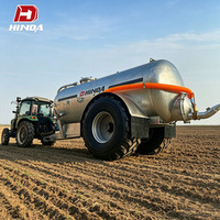 HINDA Pompier-citerne à vide pour boues, remorquable par tracteur, capacité 10000L, auto-amorçant, avec plaque anti-éclaboussures, épandeur de fumier liquide agricole