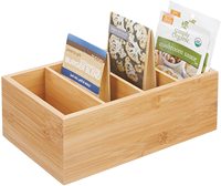 Boîte de rangement en bois de bambou avec finition brillante, design européen personnalisé, avec 4 sections divisées pour les outils