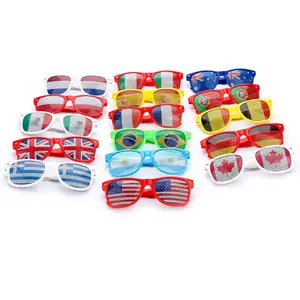 نظارات شمسية بتصميم ديكور العالم لكرة القدم بألوان متنوعة حسب الطلب بسعر رخيص مع طباعة علم البلد على العدسات