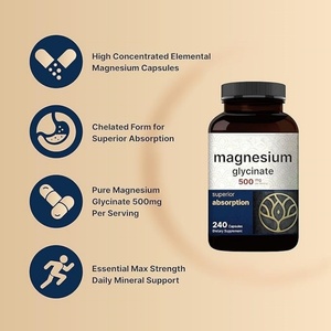 240 Cápsulas de 500mg de Glicinato de Magnesio Complejo, Suplemento de Magnesio para Dormir, Apoyo para Calambres en el Corazón, Músculos y Piernas, Minerales - Product Image 2