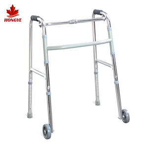 <span class=keywords><strong>Déambulateur</strong></span> en aluminium HONGYE avec <span class=keywords><strong>roues</strong></span> en PU de 5 pouces, cadre pliable réglable en hauteur sur 8 niveaux, capacité de 100 kg - Product Image 1