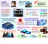 Smartphone Blackview 10 Flip, écran LCD 3,54 pouces, 4 Go de RAM, 64 Go de stockage, appareil photo 8 MP, LTE débloqué, 4G, Android 12, processeur quadricœur, batterie 2150 mAh, clavier
