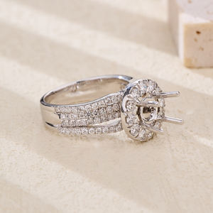 ตัวยึดแบบกึ่งทองคำขาว18K สำหรับงานแต่งงานคลาสสิกได้รับการรับรองการตัดเพชรที่สวยงามดีไซน์ดอกไม้ - Product Image 6