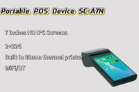 Terminal de point de vente portable 7 pouces HD 720P IPS Android 11 avec imprimante thermique 80 mm, écran tactile capacitif, Bluetooth, processeur MTK8766 Quad-Core 2 Go