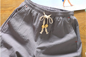 Short décontracté d'été pour homme, grande taille, couleur unie, en tissu de laine, coupe décontractée, avec cordon de serrage, logo frontal, imprimé tie-dye - Product Image 6