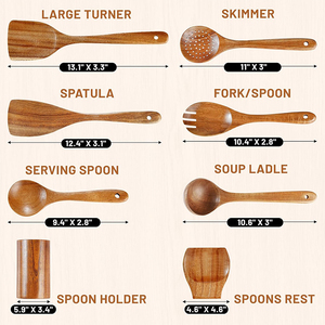 Set di Cucchiai in Legno WDF, Utensili da <span class=keywords><strong>Cucina</strong></span> Essenziali in Legno, Set di 8 Pezzi - Product Image 2