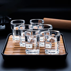 2 Oz <span class=keywords><strong>Square</strong></span> Tequila gelas kristal, cangkir anggur kecil, batang tebal Ktv, kaca bir kecil bekas - Product Image 6