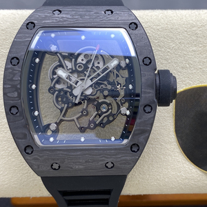 LuxurySkeleton Automatic Mechanical <b>Watch</b> Carbon Fiber <b>Case</b> Sapphire Crystal Rubber Strap 055 Men's Tourbillon Rectangle Dial - Product Image 2