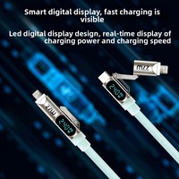 Cable de Datos de Carga Rápida con Pantalla Digital Inteligente de Silicona Líquida Cuatro en Uno de 240 W con Logotipo Personalizado para CarPlay CarLife