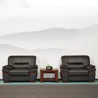 Canapé de bureau commercial personnalisable de style chinois authentique, grand modèle en cuir noir avec structure en bois massif, modèle SN7A, célèbre de Guangdong
