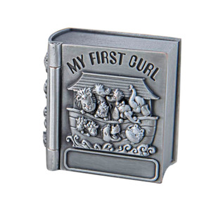Estuches para primeros dientes de bebé Cajas de almacenamiento para primeros rizos Organizadores de recuerdos de metal Cofre del Tesoro plateado/Diseño de libros - Product Image 2