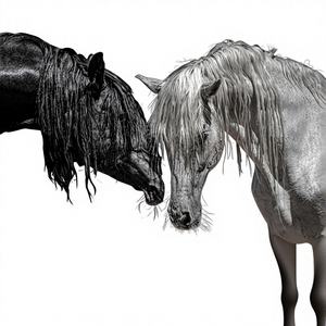 Impresión en Lienzo de Caballo en Blanco y Negro, Estilo Art Deco Moderno, Arte para Colgar en la Pared con Marco Transparente - Product Image 1