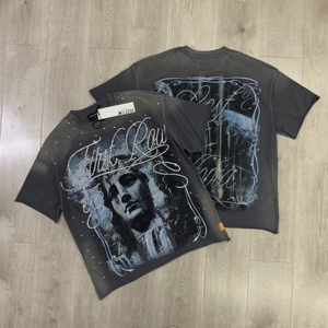 FIRST ROW Nuova T-shirt Trendy <span class=keywords><strong>di</strong></span> <span class=keywords><strong>Marca</strong></span> Americana con Stampa Diretta a Spruzzo Bianco Traspirante con Diamanti a Maniche Corte - Product Image 1