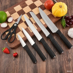 Juego de Cuchillos de Cocina de Acero Inoxidable de Nuevo Diseño, Tijeras, Cuchillo de Chef, Cuchillo Multiusos, Cuchillos Afilados con Mango de Plástico - Product Image 2