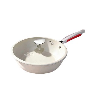 Ceramic White Frying <b>Pan</b> 28Cm Non Stick Round <b>With</b> <b>Lid</b> For Frying And Cooking - Product Image 1