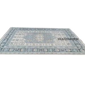 Vintage Look Hand Knotted Area <b>Rug</b> Hand Knotted Oushak <b>Rug</b> bedroom Living Room Dining Area <b>Large</b> Ivory <b>Grey</b> <b>Rug</b> - Product Image 1