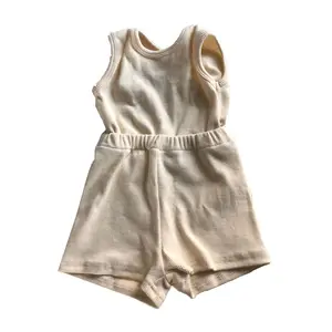 חליפת זחילה ללא גב ללא שרוולים מכותנה מצולעת אביב בגדי תינוקות חמים מקבלים בהתאמה אישית