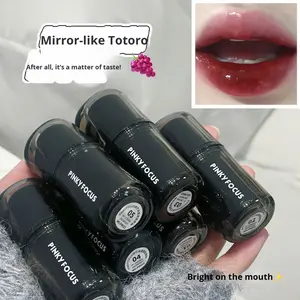 Pinkyfocus Crimson Dye Mirror Lip Glaze Brillant à lèvres liquide minéral hydratant pour les lèvres charnues aqueuses Easy Stick Cup Color - Product Image 1