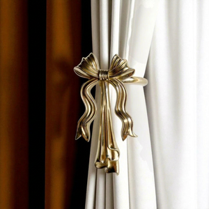 Elegant Gold Bow <b>Curtain</b> Tiebacks Modern Brass/Aluminium Heavy Duty Anti-Rust Decorative Window Drapery Holdbacks - Product Image 1