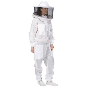 Manufacturer Ventilated 3 Layers Poly Cotton Bee Suit with Round Veil Breathable Beekeeping Suit for Beekeepers