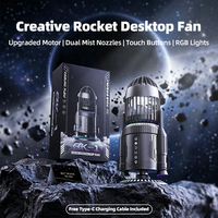 Ventilador AntarcChill Novelty Rocket Mist con Logotipo Personalizado, Embalaje de Regalo, Decoración de Escritorio, Luz Nocturna RGB, Ventilador Portátil de Refrigeración para Venta al por Mayor