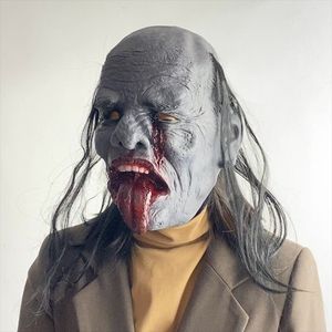 Máscara de Látex de Halloween, Diseño de Terror, Blanco y Negro, Impermanencia, Accesorio de Disfraz para Festival de Fantasmas - Product Image 6