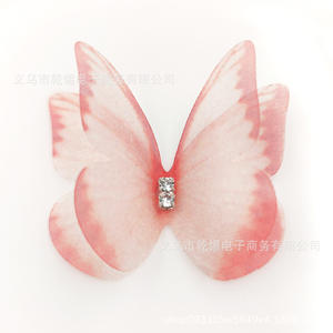 Jepit Rambut Kupu-kupu Sutra 3D Print Laris Manis, Buatan Tangan 5cm, Aksesoris Kain Berkilau, Gaya Manis, Modis untuk Pesta - Product Image 6