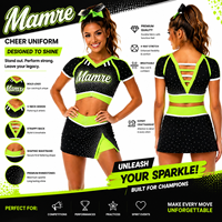 Uniforme de cheerleading de luxe personnalisé avec strass pour adultes et filles, en polyester et élasthanne, confortable, antibactérien, haut court et jupe de performance