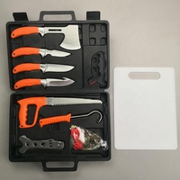 Ensemble de couteaux à fileter le poisson personnalisable avec poignée en plastique antidérapante planche à découper à lame fixe gants tige d'affûtage étui de transport