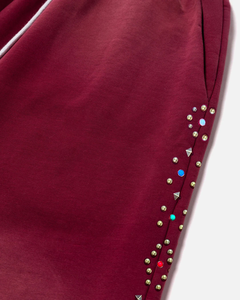 Shorts Bermuda Homme Personnalisés OEM ODM en Tricot Marron avec Strass et Cordon de Serrage – Short Décontracté Rouge en Molleton - Product Image 3