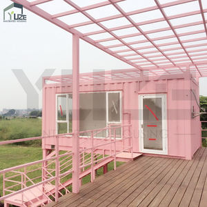 Современный двухэтажный розовый контейнерный дом сборная гостиная вилла с открытой террасой - Product Image 1