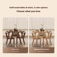 Ensemble de table et chaises de balcon en bois massif traditionnel, ensemble de 3 pièces pour les petits espaces, idéal pour la lecture et la dégustation du thé