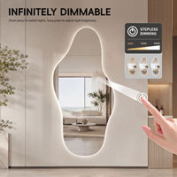 Miroir LED moderne de forme irrégulière, pleine taille, avec interrupteur tactile, rétroéclairage intelligent, miroir tout-en-un pour hôtel, villa, salon