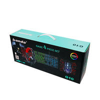 Accessoires de jeu personnalisés de marque G10, ensemble 4 en 1, casque, tapis de souris, clavier de jeu USB rétroéclairé à 104 touches et combos clavier-souris