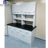 Banc de travail de laboratoire en PP conforme ROHS avec support pour réactifs et armoire suspendue en PP, table de travail de laboratoire en PP pour laboratoire de chimie universitaire