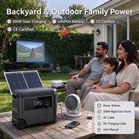 Stasiun Daya Portabel 3000W 2300Wh Generator Tenaga Surya + Kit Panel Surya Kaku 300W 18V Cadangan Daya untuk Rumah, Berkemah, RV, dan Pemadaman Listrik