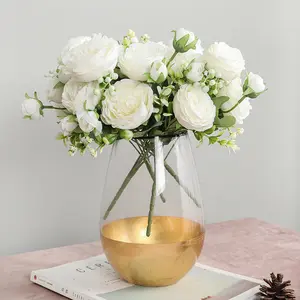 Ramo de flores artificiales para decoración de boda, Rosa persa, 5 flores falsas, el mejor vendedor