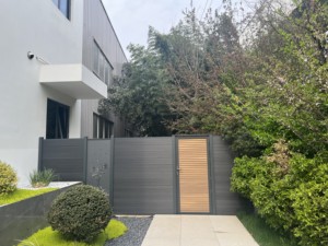 Wpc con cornice <span class=keywords><strong>in</strong></span> alluminio composito di recinzione <span class=keywords><strong>in</strong></span> <span class=keywords><strong>legno</strong></span> picchetti pannelli di recinzione compositi con cancello - Product Image 3