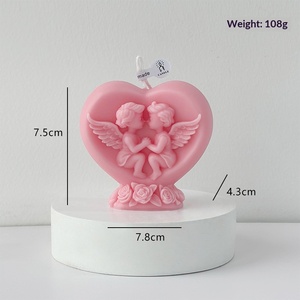 Heart Shape Angel Embossed Scented <b>Candle</b> Handmade Relief Wax <b>Candle</b> for Wedding <b>Valentine</b> Table Decor Gift - Product Image 6