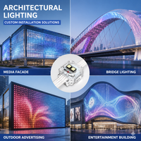 Pixel LED RGB extérieur pour affichages multimédias sur façade de bâtiment - DMX512, sources lumineuses ponctuelles programmables, indice de protection IP67.