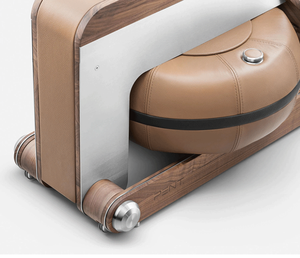 Rameur à eau en noyer massif avec siège en cuir véritable, résistance aquatique silencieuse, entraînement cardio complet du corps en intérieur - Product Image 1