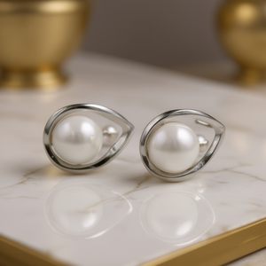 Pendientes E3220 con Perlas Cultivadas de Akoya, Plata 925, Engaste Redondo, Clásicos para Uso Diario, para Mujer - Product Image 2