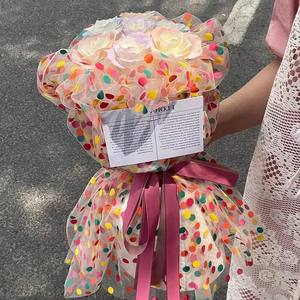 D76 natale di piccole dimensioni unico sapone rosa fiore Bouquet di qualità garantita <span class=keywords><strong>Rose</strong></span> colorate sapone artificiale scatola regalo - Product Image 4