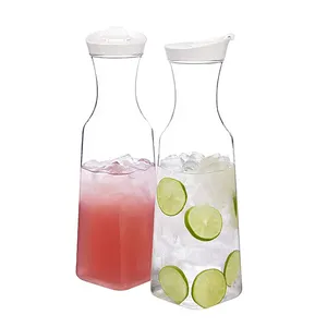 Water Juice Jug Glass Bottle with Lid Pitcher Picnic Fridge Cocktail  Pitchers